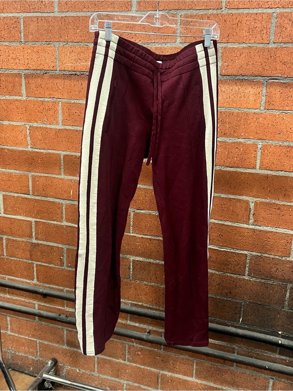 Isabel Marant Etoile Burgundy Track Pants with Cream Side Stripes